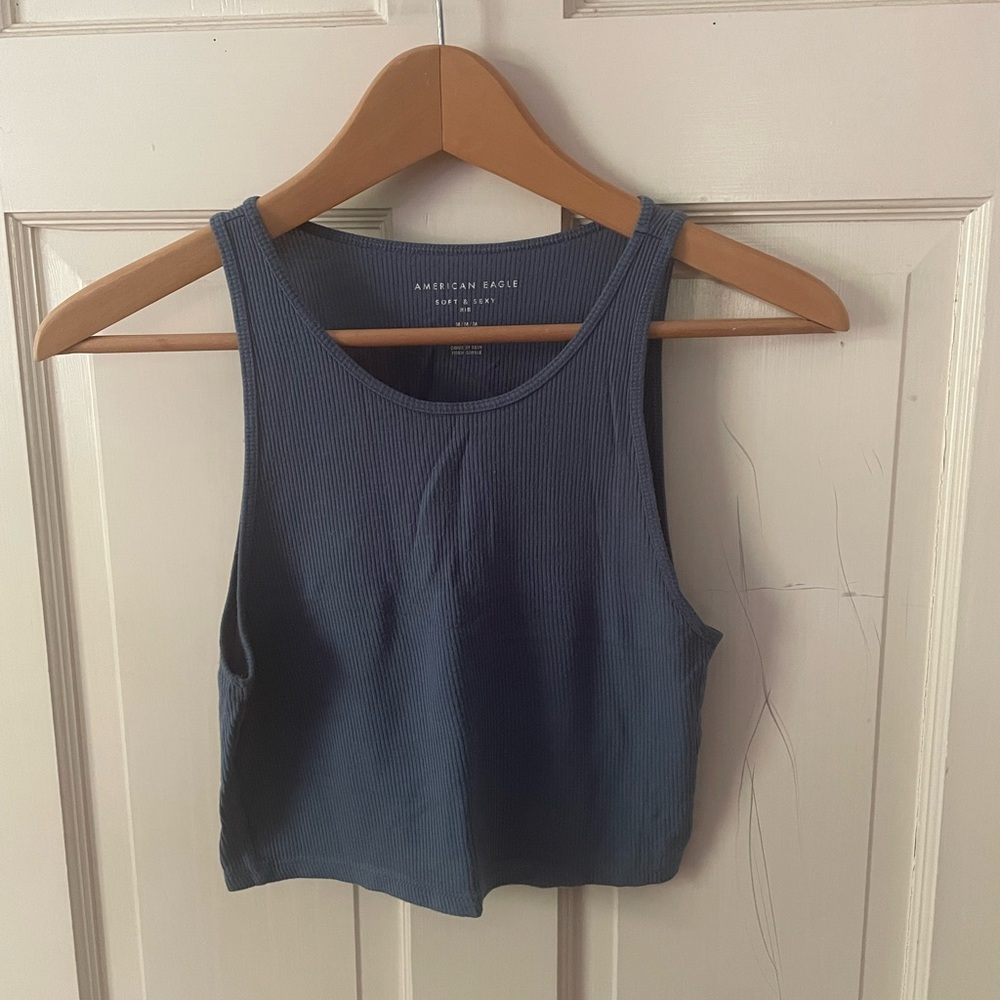 American Eagle Blue Ribbed Tank Top